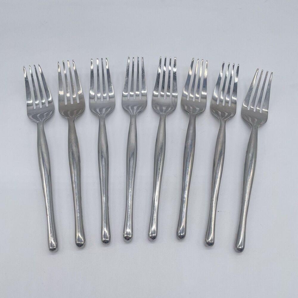 Set of 8 Hampton Silversmiths HSV84 Stainless Salad Forks 6 7/8” Flatware